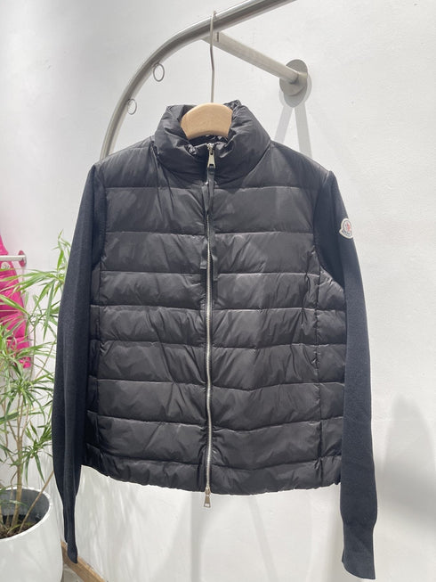 Moncler Quilted Knit-Sleeve Down Jacket