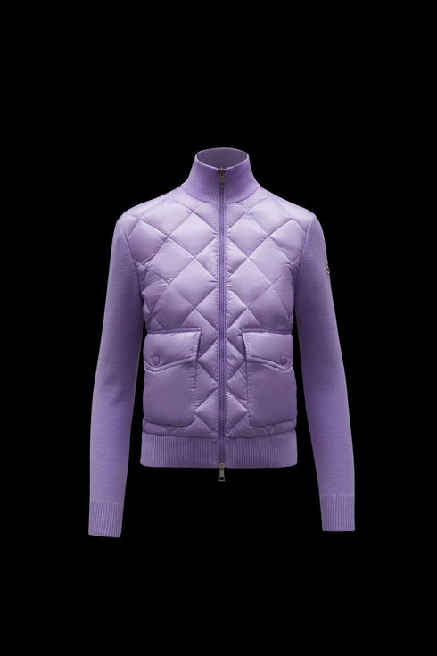 Moncler Diamond-Quilted Knit Sleeve Jacket