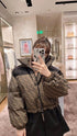 Fendi Brown Monogram Contrast Panel Puffer Jacket
