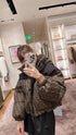 Fendi Brown Monogram Contrast Panel Puffer Jacket