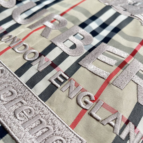Burberry Beige Check Shearling-Collar Puffer Jacket