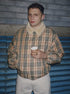 Burberry Beige Check Shearling-Collar Puffer Jacket