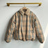Burberry Beige Check Shearling-Collar Puffer Jacket