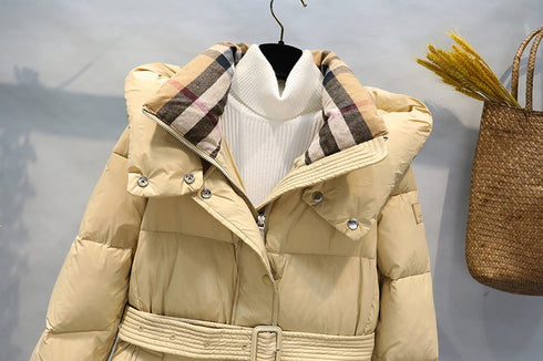 Burberry Removable-Hood Belted Long Down Jacket