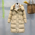 ANAS PLAYTRYHYNCHOS Quilted Long Down Jacket with Detachable Hood