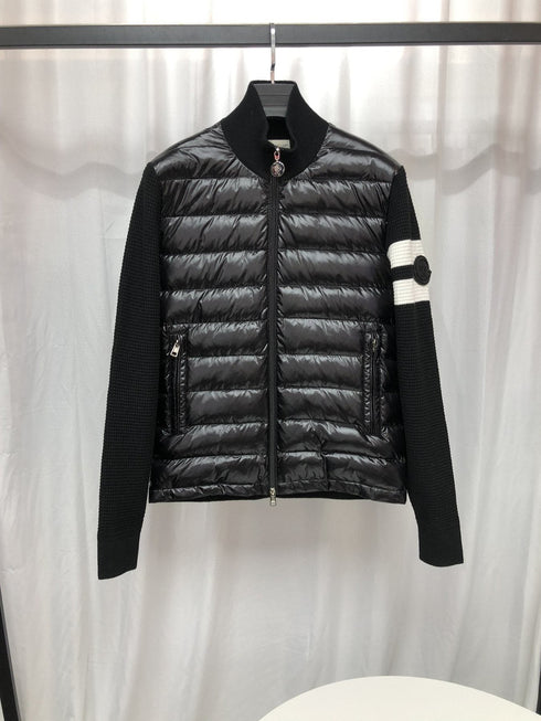 Moncler Knit-Sleeve Quilted Down Jacket