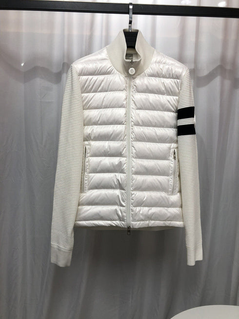 Moncler Knit-Sleeve Quilted Down Jacket