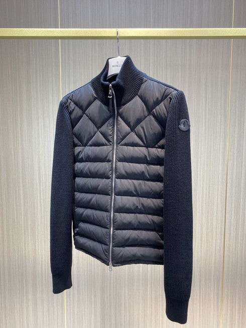 Moncler Men's Diamond-Quilted Knit Zip Jacket