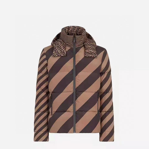 Fendi Reversible Brown Geometric Puffer Jacket