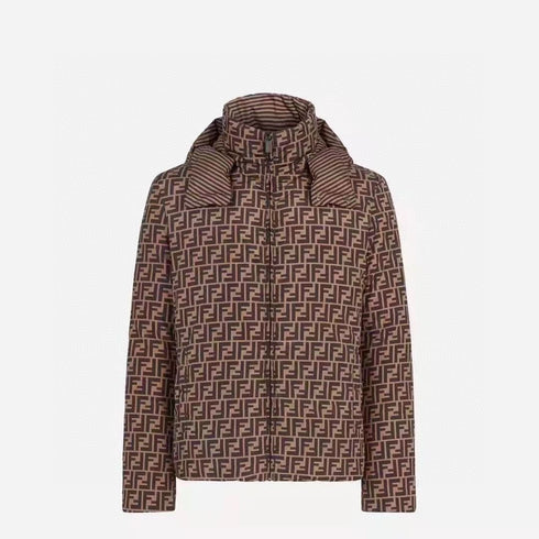 Fendi Reversible Brown Geometric Puffer Jacket