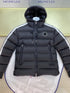 Moncler Hooded Striped-Sleeve Puffer Coat