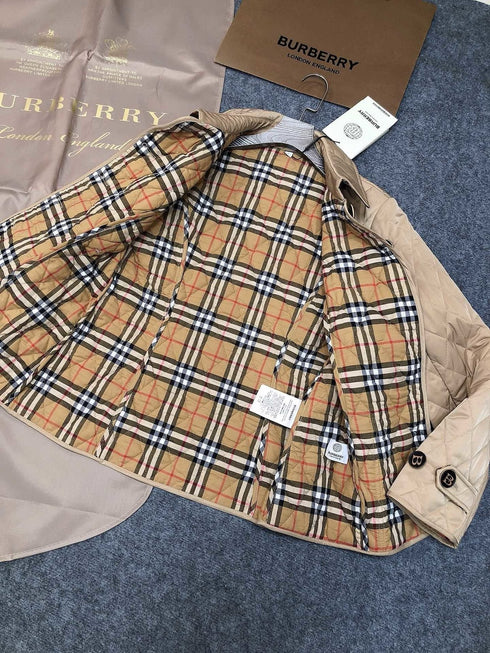 Burberry Diamond-Quilted Button-Front Jacket