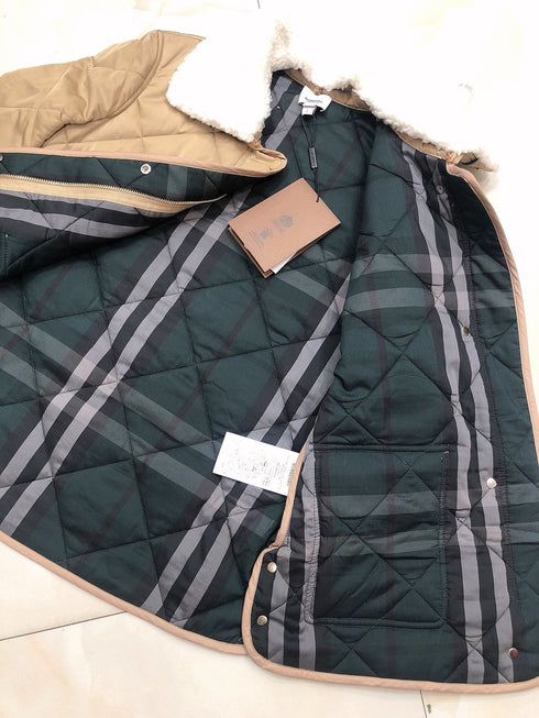 Burberry Diamond-Quilted Contrast-Collar Jacket