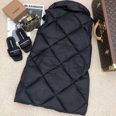 Burberry Long Diamond-Quilted Down Vest