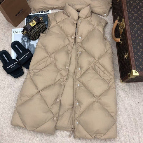Burberry Long Diamond-Quilted Down Vest
