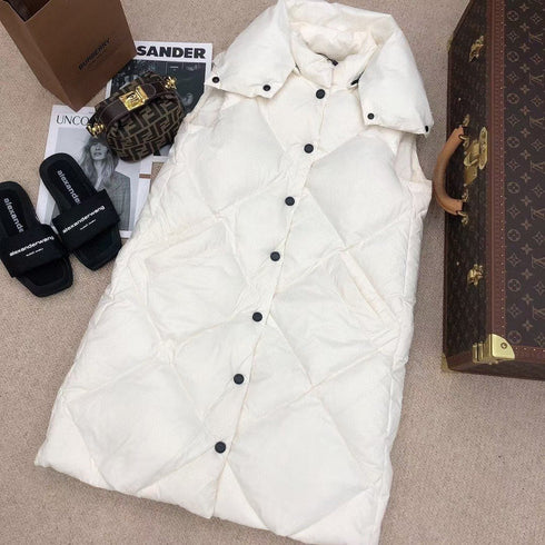 Burberry Long Diamond-Quilted Down Vest