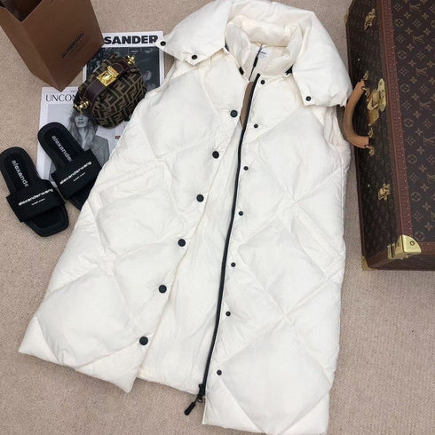 Burberry Long Diamond-Quilted Down Vest