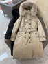 Burberry Fur-Trim Hooded Long Down Jacket