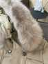 Burberry Fur-Trim Hooded Long Down Jacket