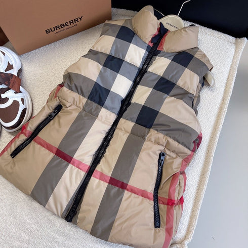 Burberry Check Drawstring Waist Down Vest