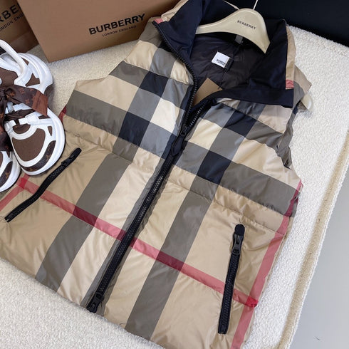 Burberry Check Drawstring Waist Down Vest