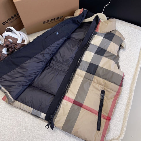 Burberry Check Drawstring Waist Down Vest
