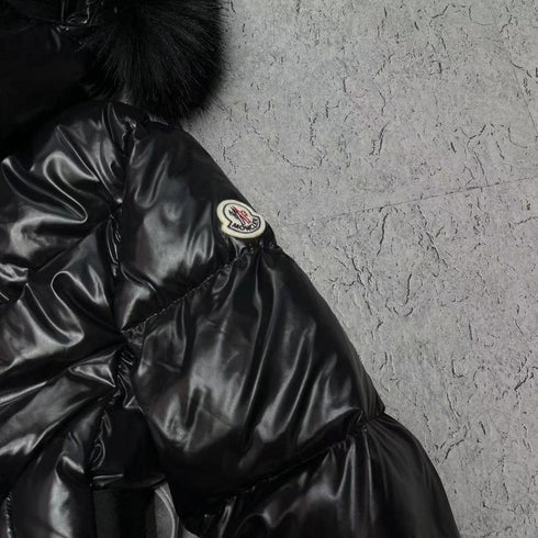 Moncler Celac Fur-Trim Hood Short Down Jacket