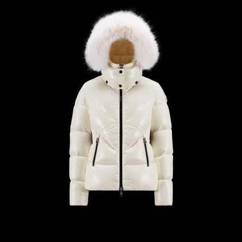 Moncler Celac Fur-Trim Hood Short Down Jacket