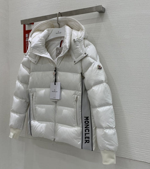 Moncler Color-Block Hooded Short Down Coat