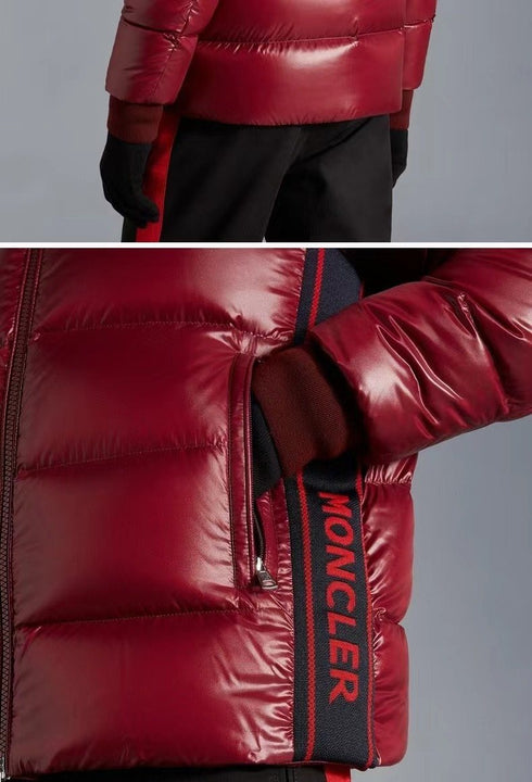 Moncler Color-Block Hooded Short Down Coat