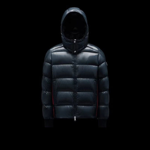 Moncler Color-Block Hooded Short Down Coat