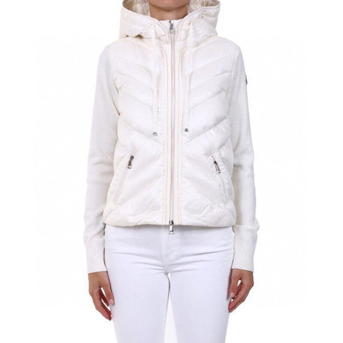 Moncler Hooded Knit Sleeve Down Jacket