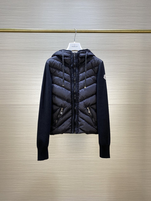 Moncler Hooded Padded Front Knit Jacket