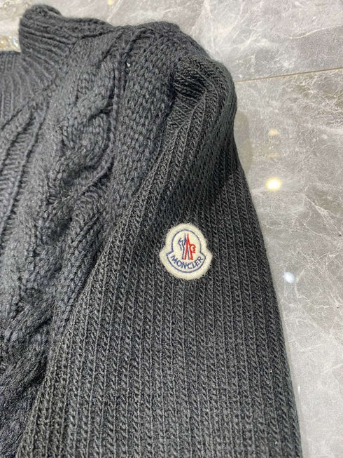Moncler Belted Padded Panel Cable-Knit Sweater