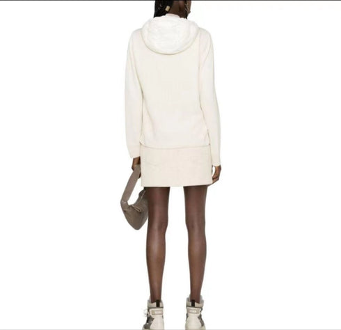 Moncler Women's Hooded Knit Sleeve Down Jacket