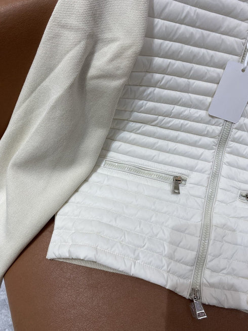 Moncler Quilted Knit-Sleeve Zip Down Jacket