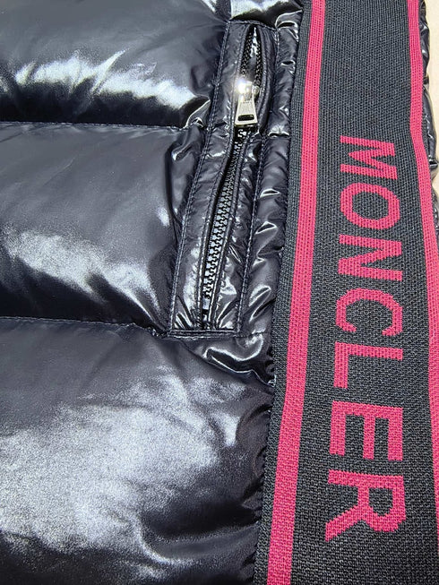 Moncler Glossy Knit-Panel Short Down Coat