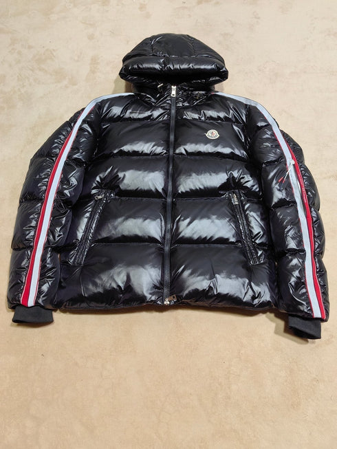 Moncler Men's Hooded Striped-Sleeve Puffer Coat