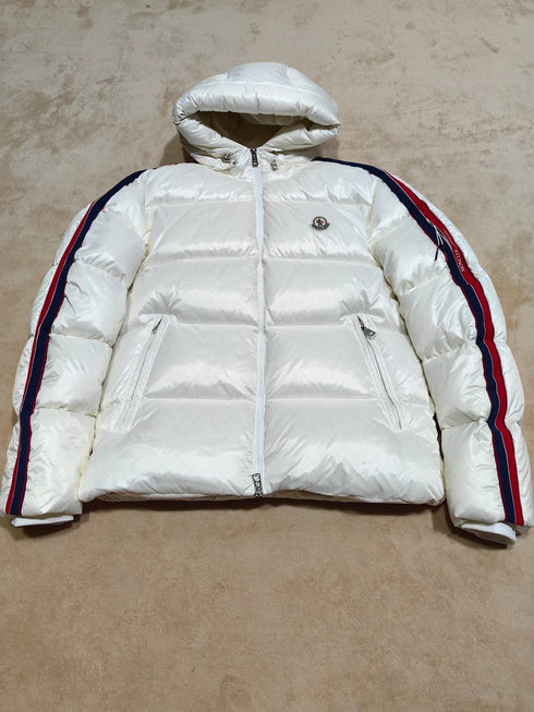 Moncler Men's Hooded Striped-Sleeve Puffer Coat