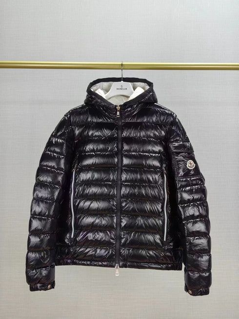 Moncler Hooded Glossy Short Down Coat