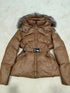 Moncler Women's Fur-Trim Hood Belted Short Down Coat