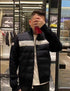 Moncler Quilted Knit-Sleeve Down Jacket