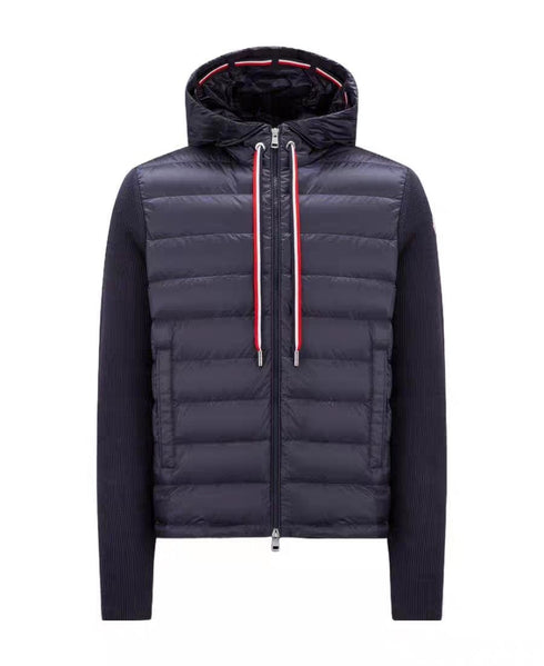 Moncler Quilted Knit-Sleeve Hooded Jacket