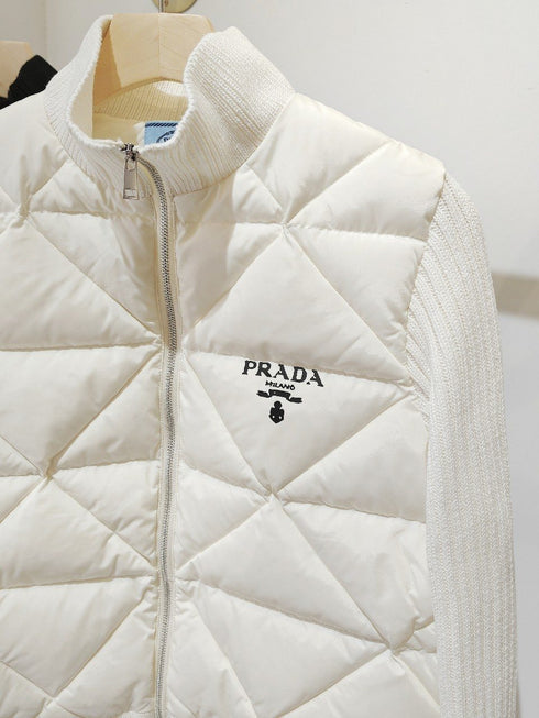 Prada Quilted Knit-Sleeve Jacket