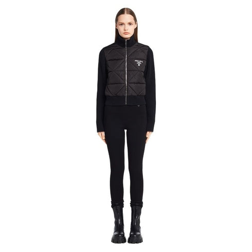 Prada Quilted Knit-Sleeve Jacket