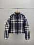 Burberry Beige and Navy Check Short Puffer Jacket