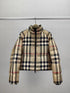 Burberry Beige and Navy Check Short Puffer Jacket