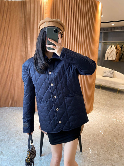 Burberry Diamond-Quilted Snap-Front Jacket