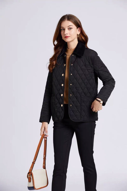 Burberry Diamond-Quilted Snap-Front Jacket