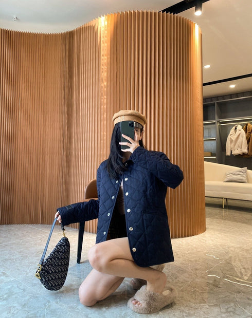 Burberry Diamond-Quilted Snap-Front Jacket